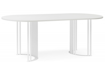 Стол деревянный Woodville Хьюго О 200 х 90 белая шагрень пленка, белые ноги