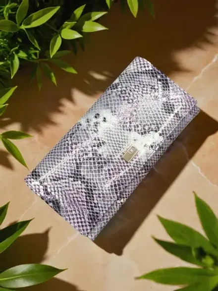 Компактный кошелек из натуральной кожи серый