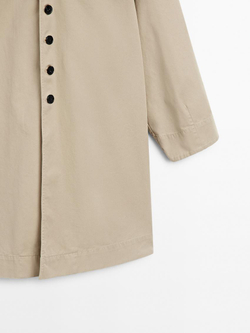 Massimo Dutti Тренч из 100% хлопка с отложным воротником, песочный