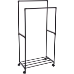 Вешалка гардеробная напольная на колёсах с блокировкой двойная «ПЕРФЕКТХАУС», цвет черный, нагрузка до 15 кг, 57.5*30*115см