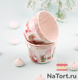 Формы бумажные с ламинацией «Маффин» 50х40 мм (Рождественская встреча) 100 шт