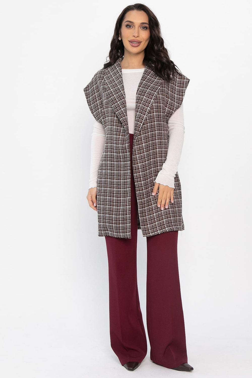 Жилет костюмный из твида Жюлли (кофе) Б14489-4М LT Collection