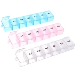 Таблетница - органайзер 7 ячеек «Неделька», цвет голубой, розовый и прозрачный, 15*3*2см (пакет с подвесом)✦