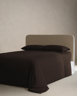 Zara Home - Атласная простыня с эластичной лентой, высота 30 см (вес 300 нитей), коричневый, 200х200х30 см