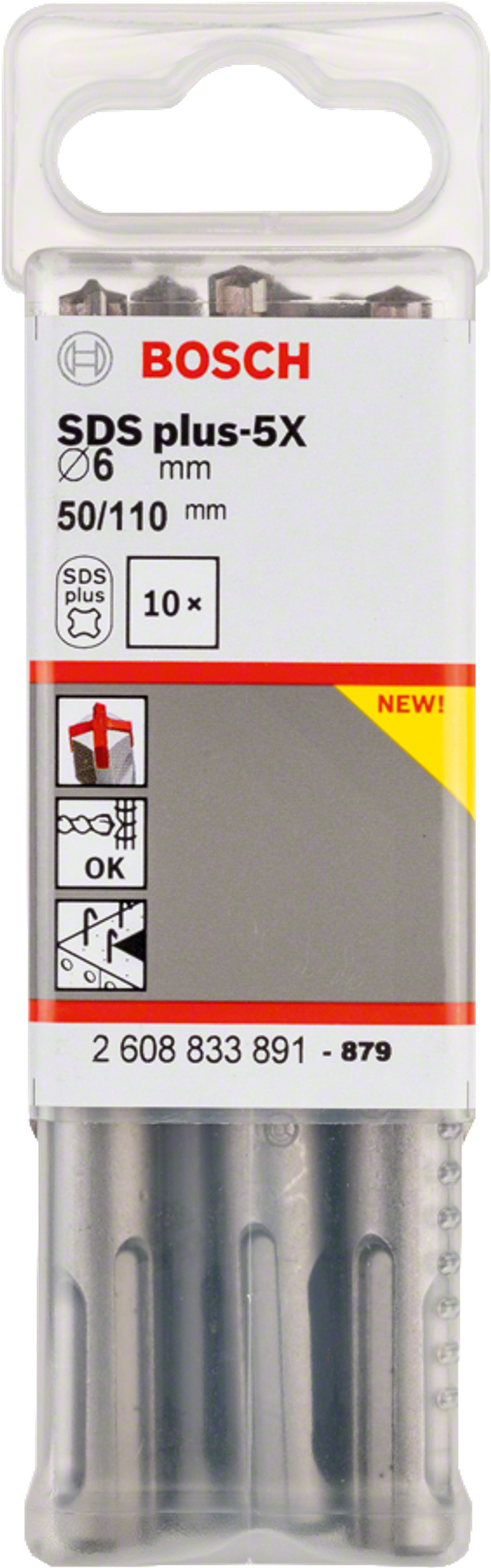 Бур по бетону Bosch SDS plus-5X 6x50x110 мм, 1 шт. 2608833891/1