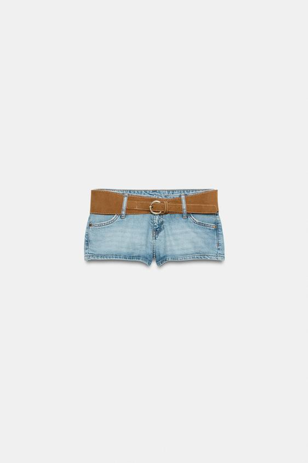 ZARA ДЖИНСОВЫЕ ШОРТЫ Z1975 С РЕМНЕМ, ВЫЦВЕТШИЙ СИНИЙ