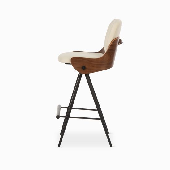 Полубарный стул Isla металлический черный каркас, сиденье ткань и дерево