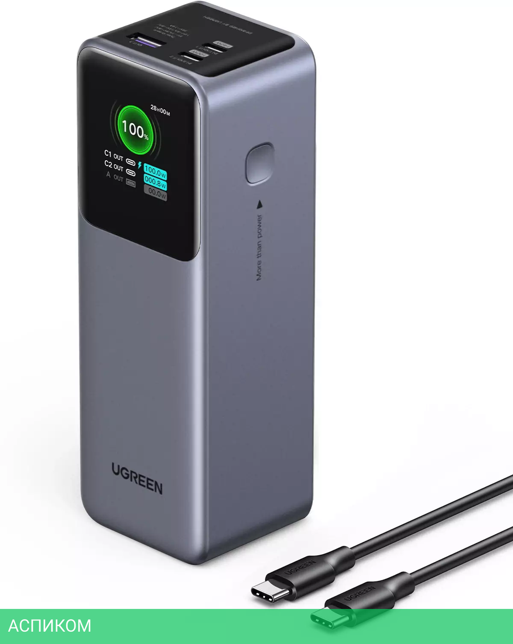 Портативное зарядное устройство Ugreen PB722 Space Gray (35525B)
