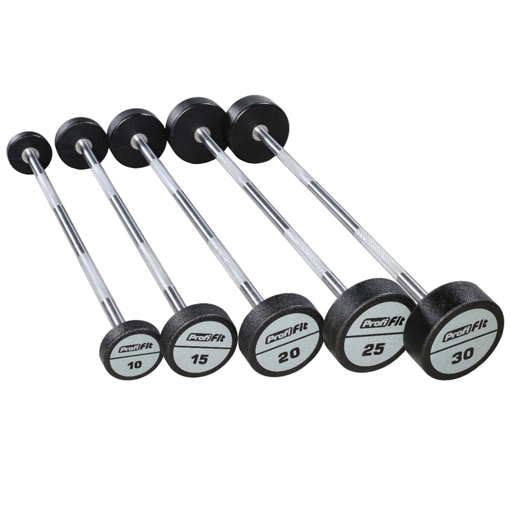 Набор прямых полиуретановых штанг (шаг 5 кг, 5 шт) PROFI-FIT 10-30 кг