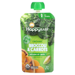 Happy Family Organics, Happy Baby®, органическая брокколи и морковь с оливковым маслом и чесноком, для детей от 6 месяцев, 113 г (4 унции)
