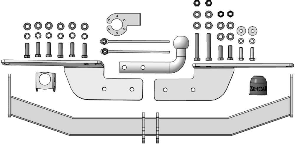 Фаркоп ZincaR ОЦИНКОВАННЫЙ Toyota Land Cruiser Prado 150, Lexus GX460 (оцинк. Шар) арт.ZT103A