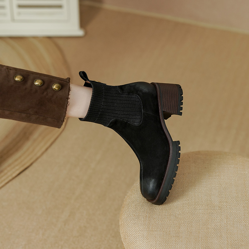 VENTIMONO Stretch & Sock Boots Women"s Black/Brown