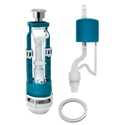 Арматура для бачка унитаза нижняя, пластик, кноп, гальваника, Инкоэр, СБ1-НпрН-Х-В