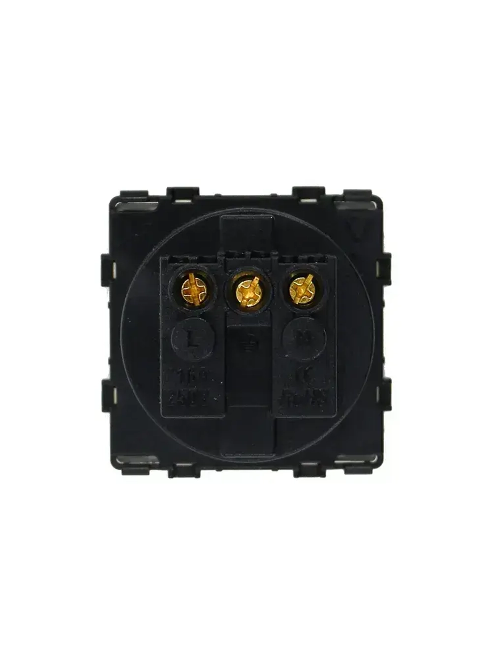 Механизм розетки KLUST Basic с заземлением, со шторками, золотой