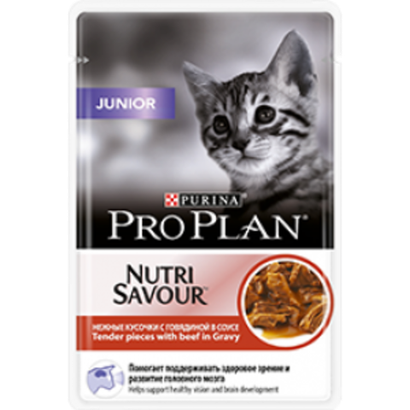 Purina Pro Plan Junior Влажный корм для котят кусочки в соусе с говядиной, 85 г
