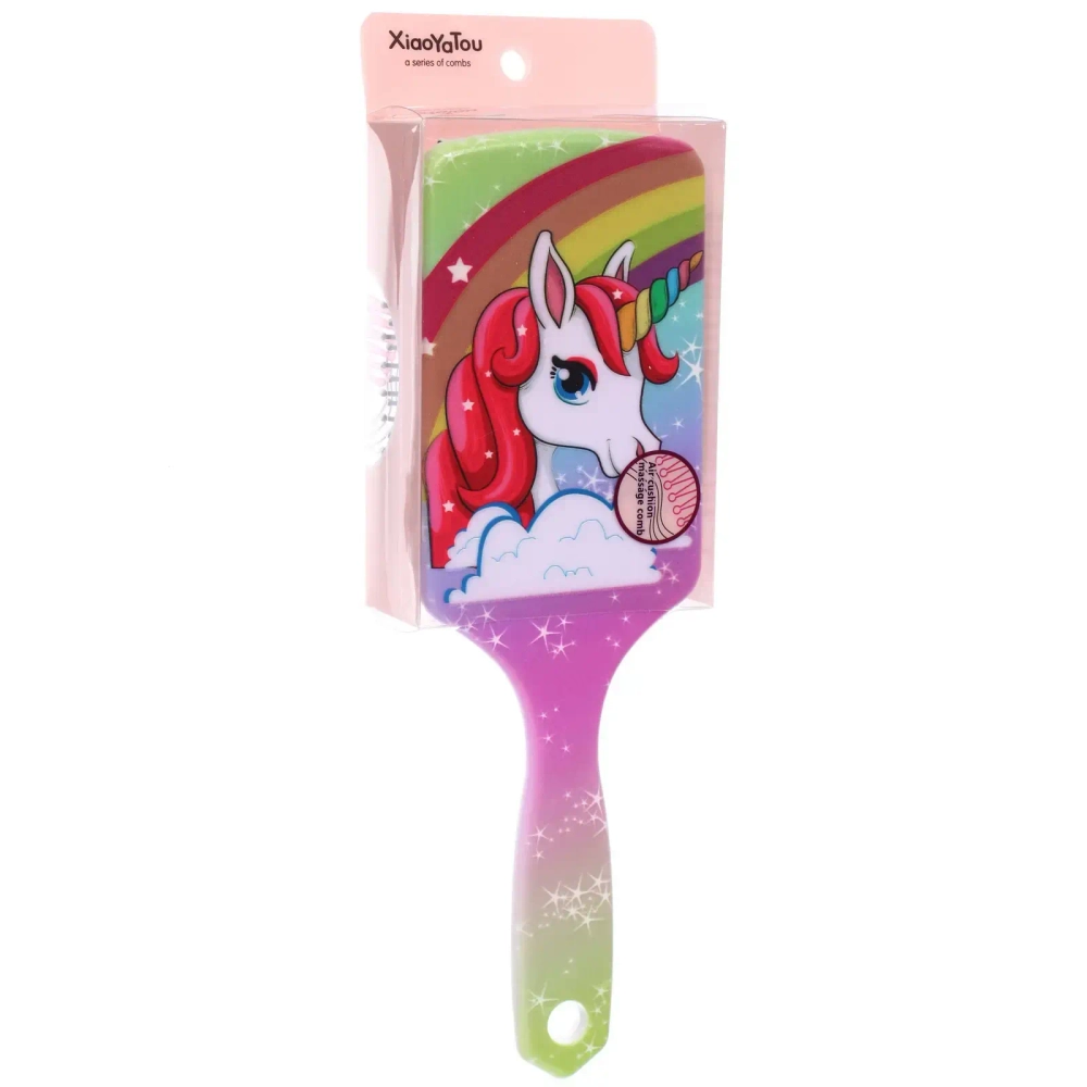 Расческа массажная «ЕДИНОРОЖКИ», микс 4 дизайна, 24*7,5см (PVC упаковка)