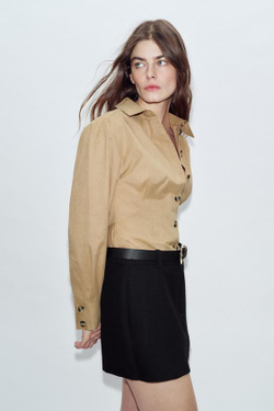 ZARA ЮБКА-ШОРТЫ С РЕМНЕМ, ЧЕРНЫЙ