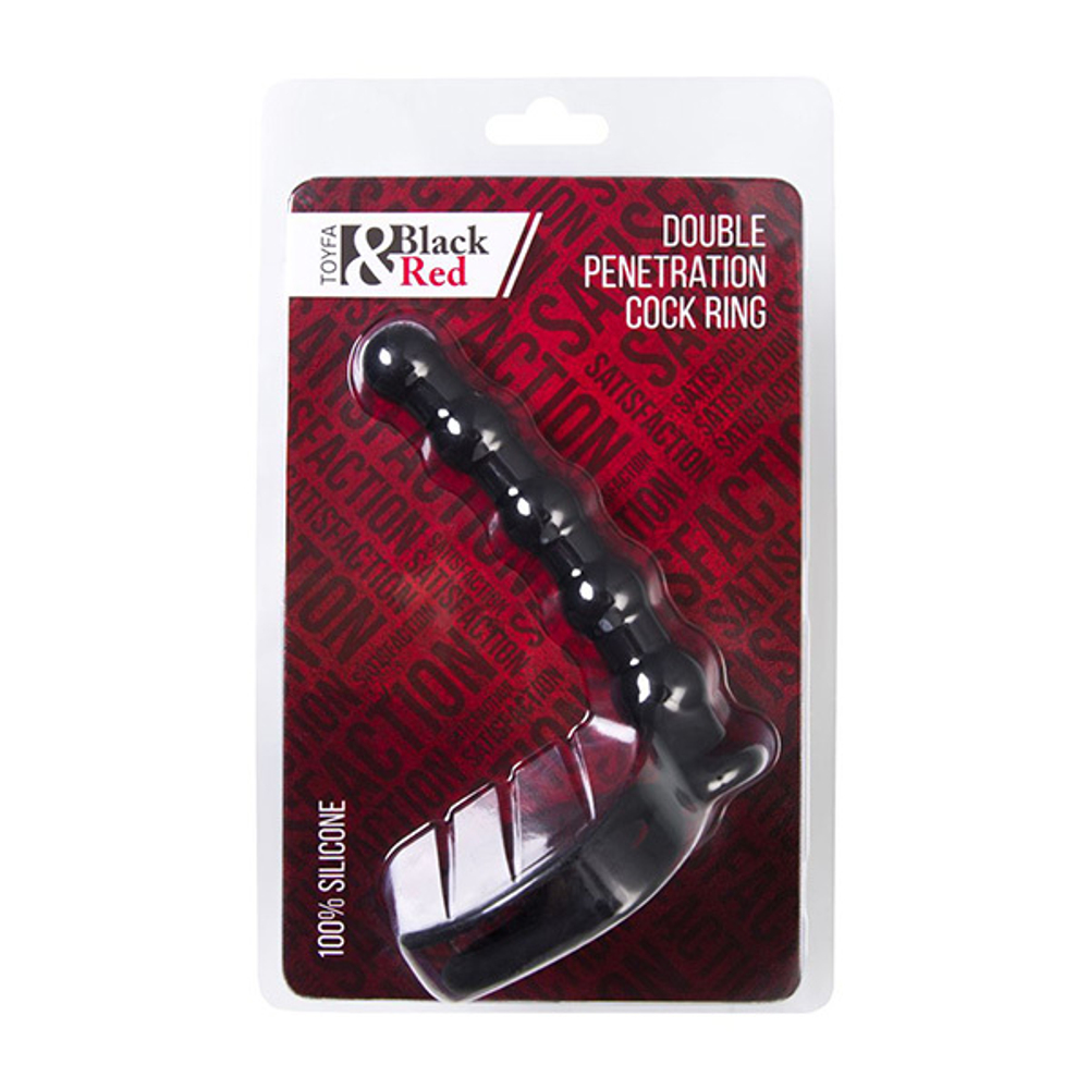 Черная насадка на пенис для двойного проникновения 19,5см ToyFa Black&Red 901413-5