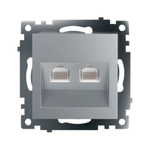 Розетка компьютерная 2-местная RJ-45 (механизм) STEKKER GLS00-7109-03 , серия Катрин, серебро 50005