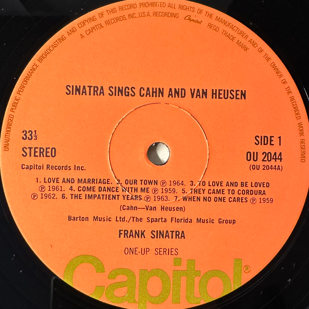 Frank Sinatra ‎– Sinatra Sings Cahn And Van Heusen (Англия 1974г.)