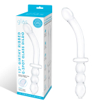Изогнутый стеклянный фаллоимитатор 12’’ Girthy Ribbed G-Spot Glass Dildo With Handle Grip Double Ended - 30 см.
