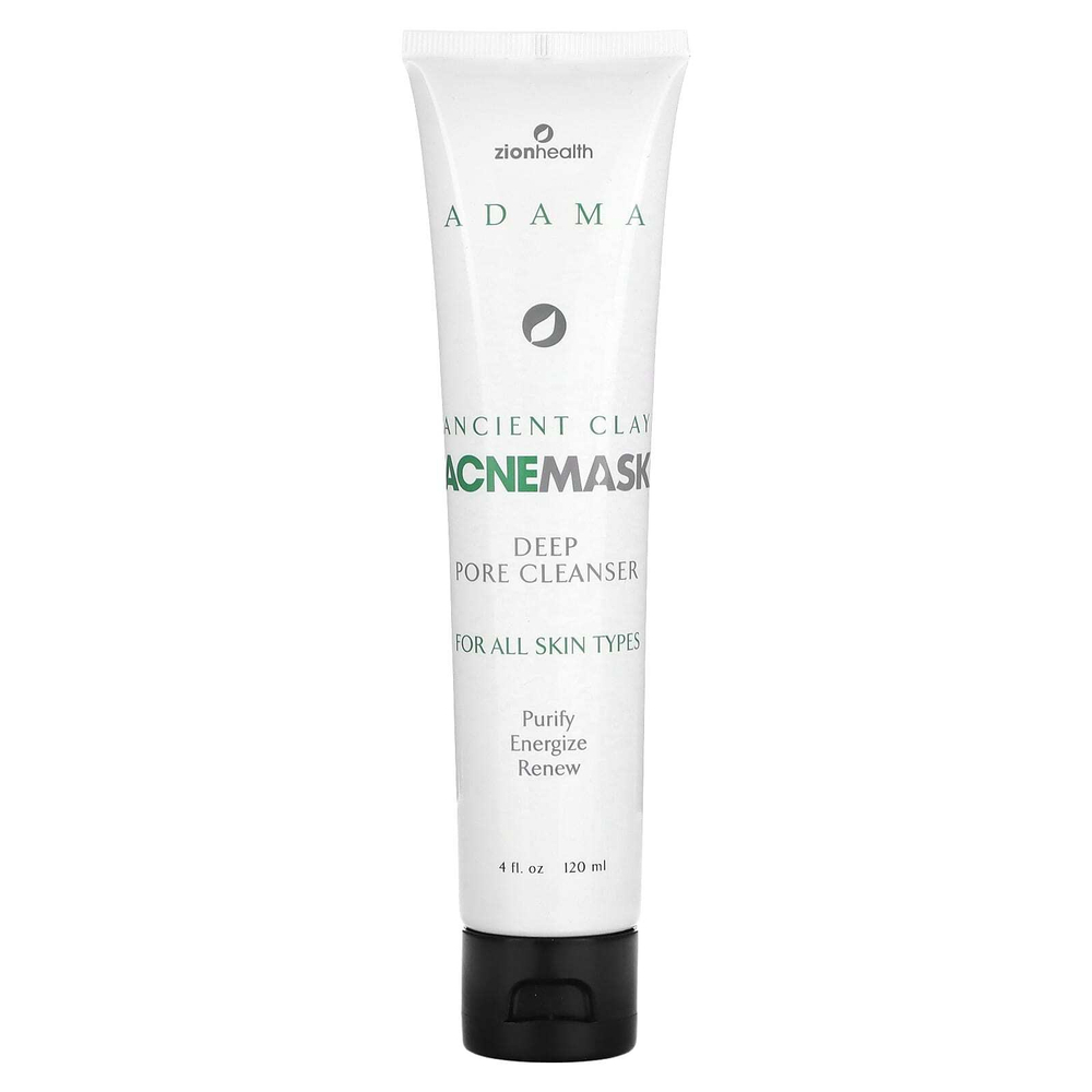 Zion Health, Adama, маска от угревой сыпи с древней глиной, средство для глубокого очищения пор, 120 мл (4 жидк. унц.)