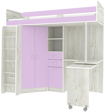 Кровать-чердак КарИВи Юниор 3 с металлической лестницей Винтерберг Ирис