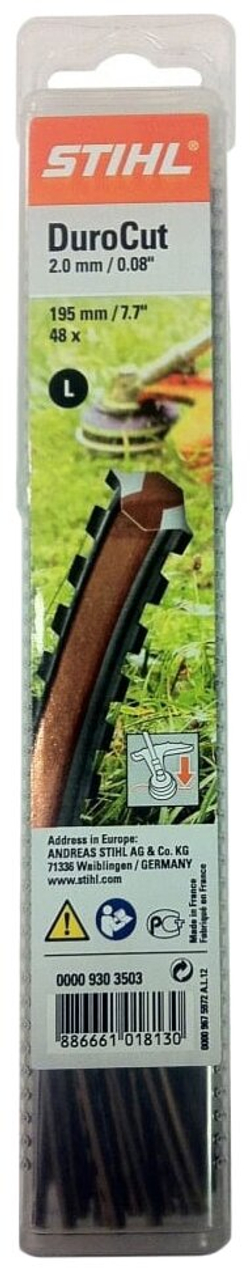 Леска для триммеров STIHL  зазубренное диам:2,0мм длина:195мм (0000-930-3503)