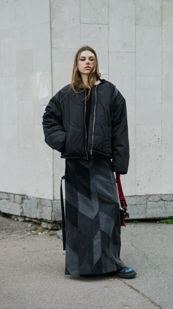 Лоскутная юбка в пол, чёрная