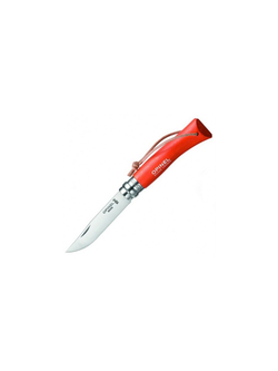 Нож Opinel №8 Trekking, нержавеющая сталь, кожаный темляк, красный, 001705