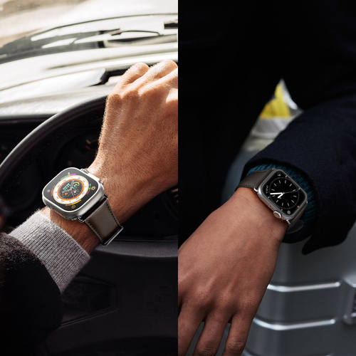 Ремешок из кожи черного цвета от Dux Ducis для смарт часов Apple Watch 38, 40, 41, 42мм, серия YS Series