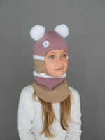 Шлем весенний/осенний вязаный (Розовый пыльный) ЗУМ-ЗУМ