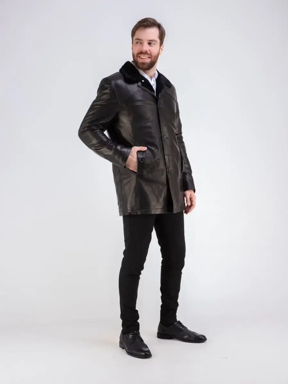 Дубленка мужская натуральная с мехом куртка зимняя Турция