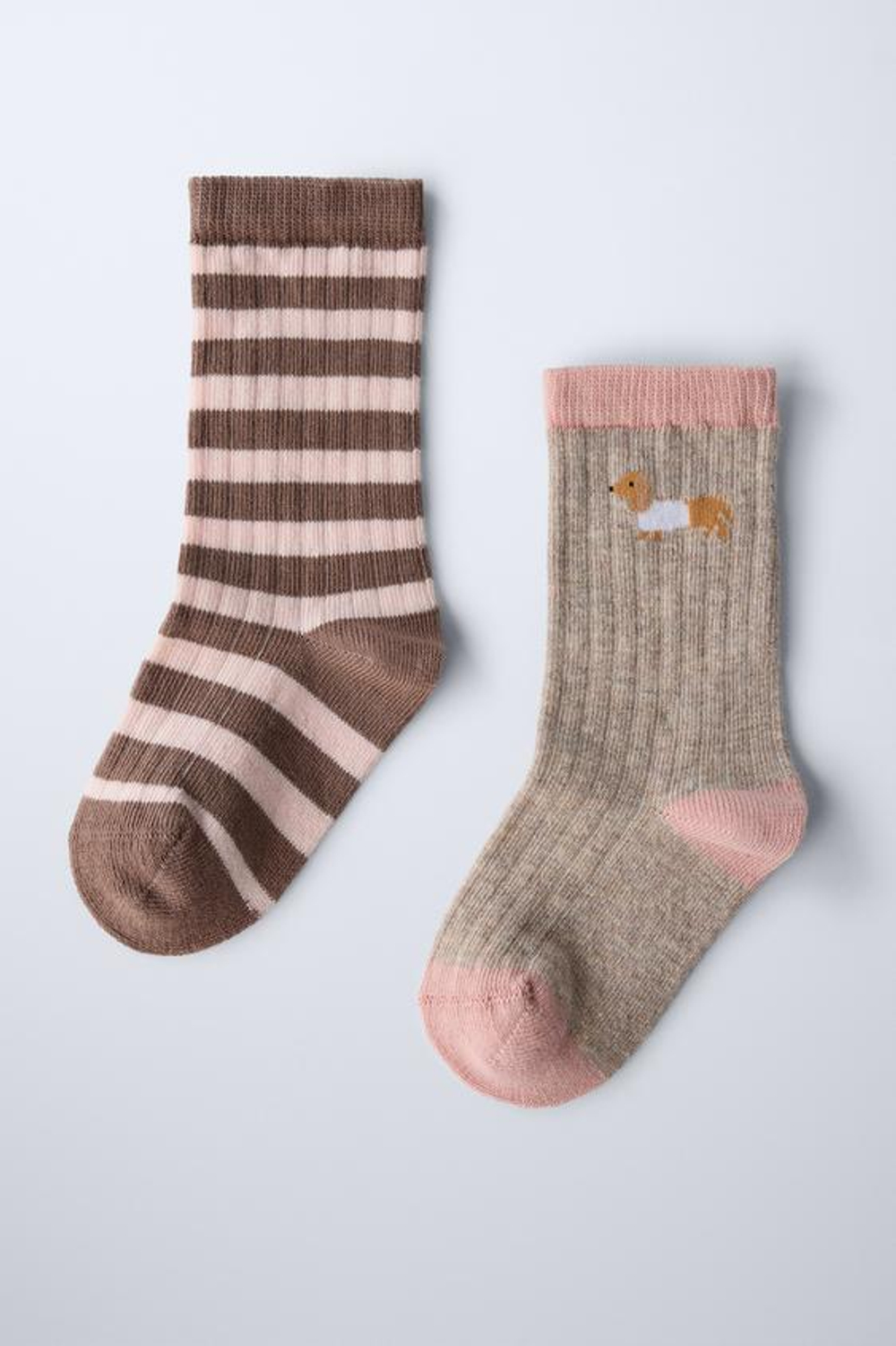 ZARA НАБОР ИЗ 2 ПАР НОСКОВ «СОБАЧКА», РОЗОВЫЙ