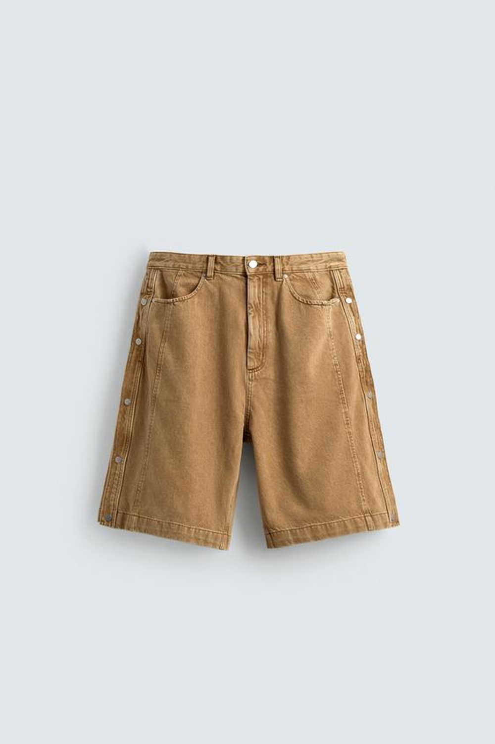 ZARA ШОРТЫ BAGGY FIT С ПУГОВИЦАМИ, РЫЖЕВАТО-КОРИЧНЕВЫЙ