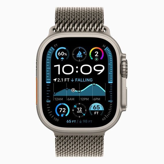 Apple Watch Ultra 2 GPS + Cellular, 49mm, титан светлого цвета, миланский сетчатый браслет (2024)