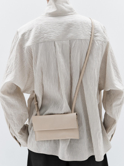 Massimo Dutti Небольшая сумка из кожи наппа, кремовый