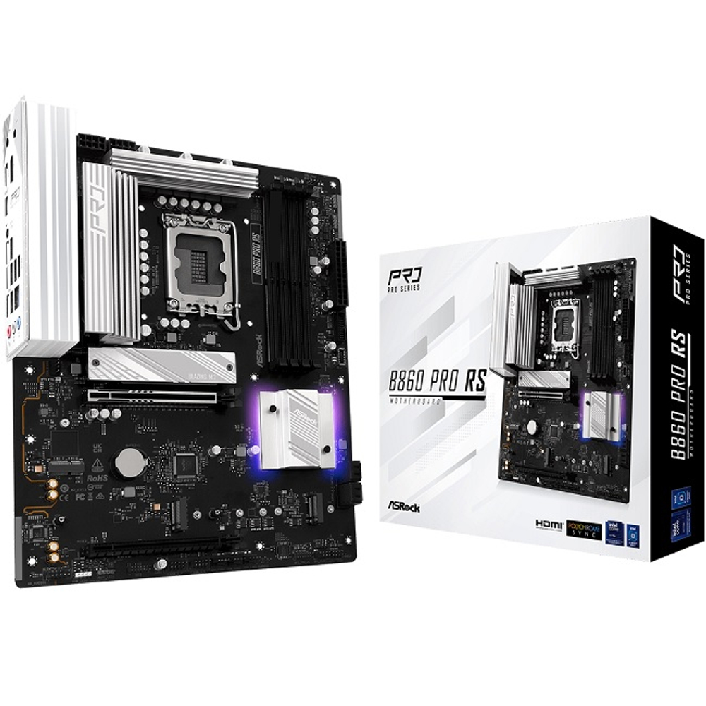 Материнская плата ASRock B860 PRO RS (LGA1851/B860/4xDDR5/2xPCI-Ex16/2xM.2/SB7.1/GLAN/HDMI/DisplayPort/ATX)