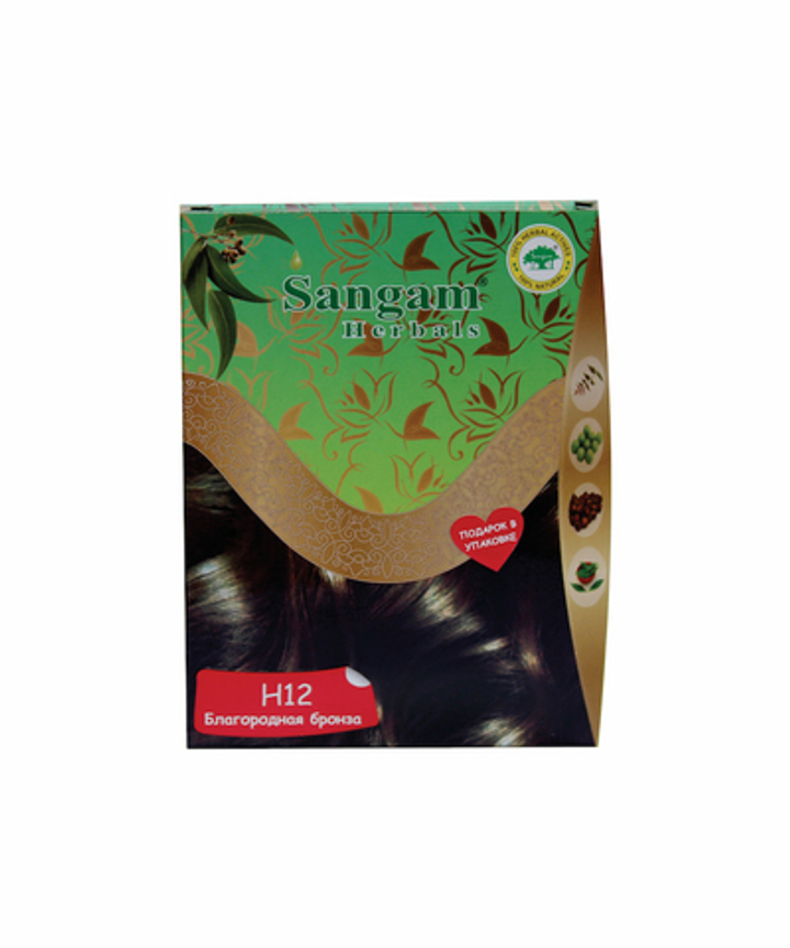 Краска для волос на основе хны Sangam Herbals Golden Bronze H12 Благородная бронза (Натуральный темный блонд) 10x6= 60 гр