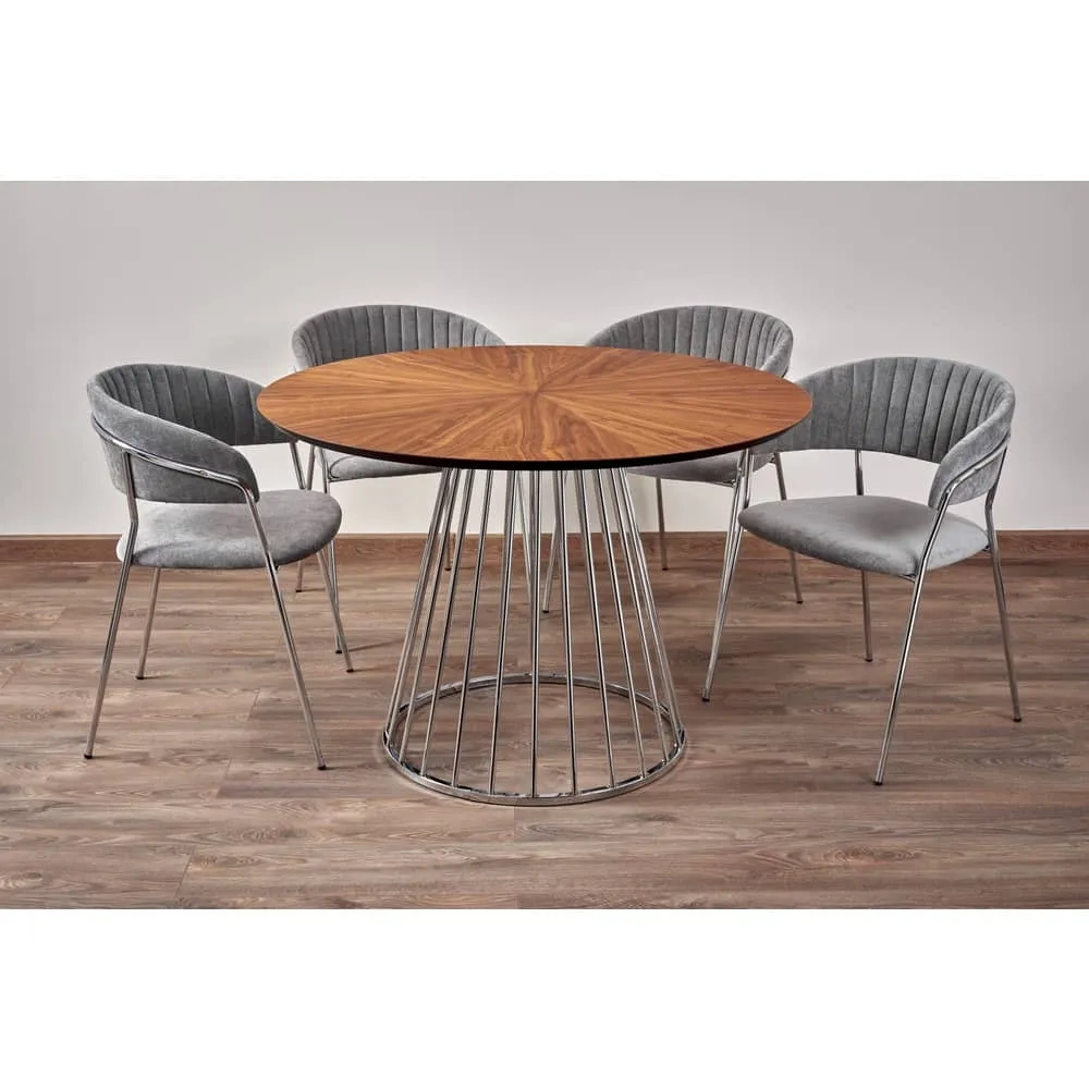 Стол Bradex Home Liverpool диам.110см, шпон орех лучевой набор, с хромированными ножками