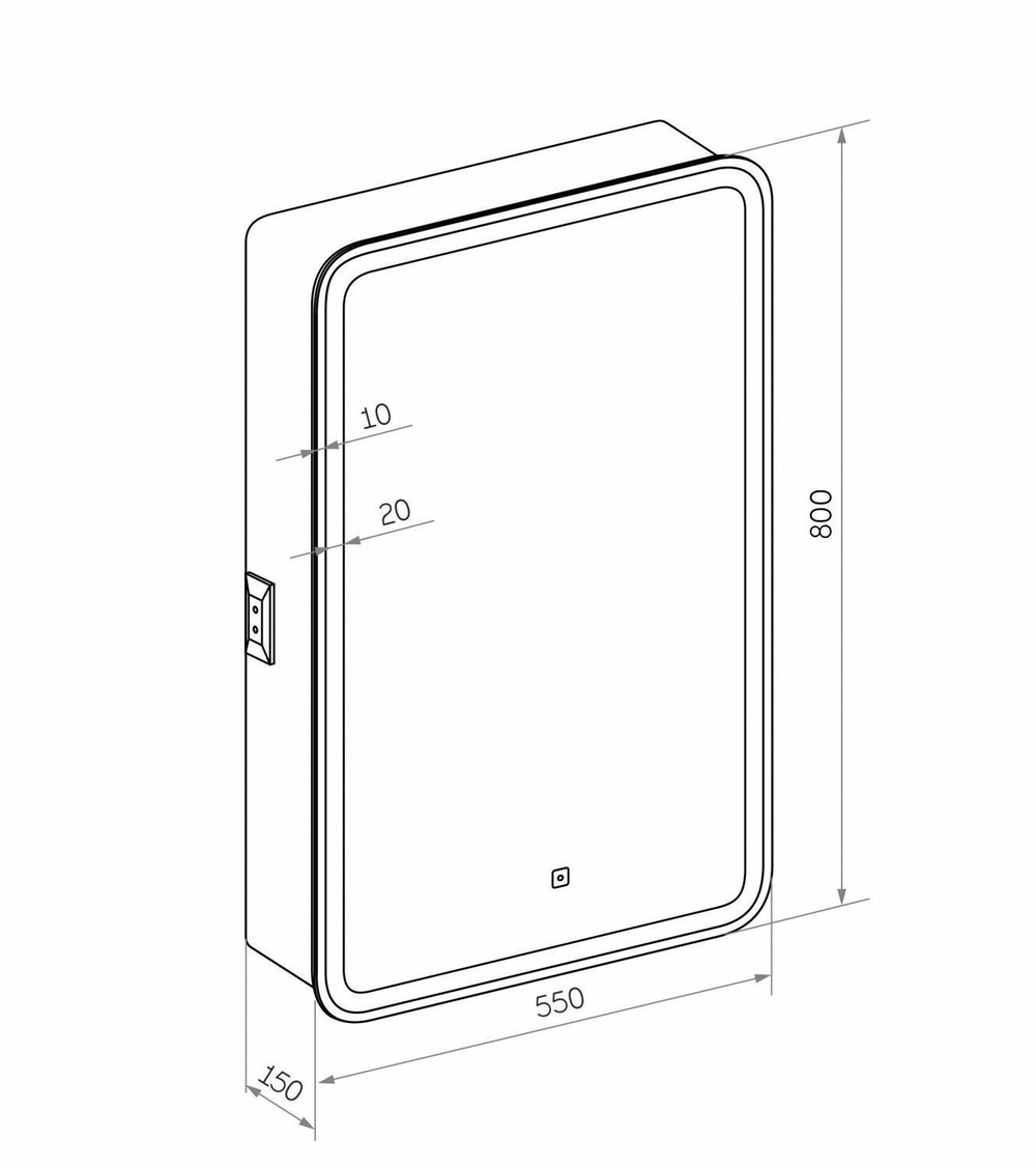 Зеркало-шкаф с подсветкой ART&MAX PLATINO AM-Pla-550-800-1D-R-DS-F