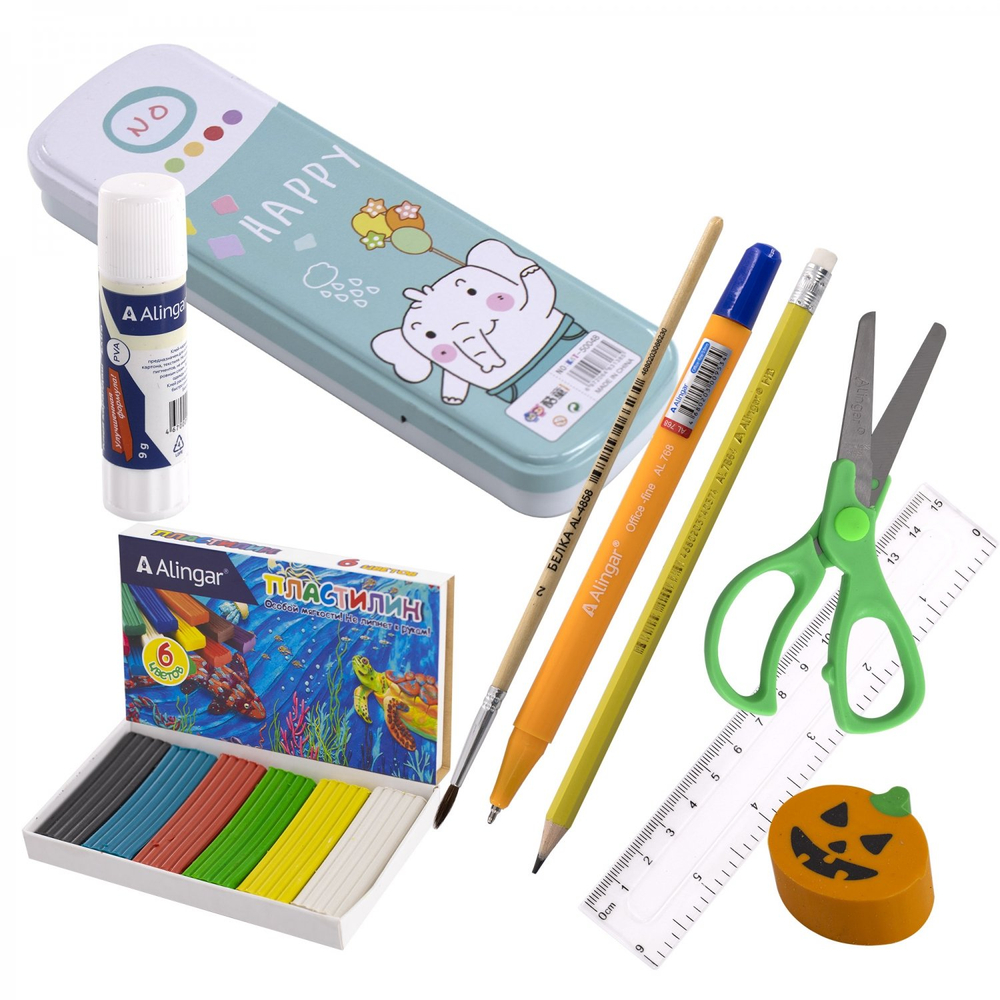 Набор для первоклассников Alingar "В школу", 34 предмета, картонная упаковка