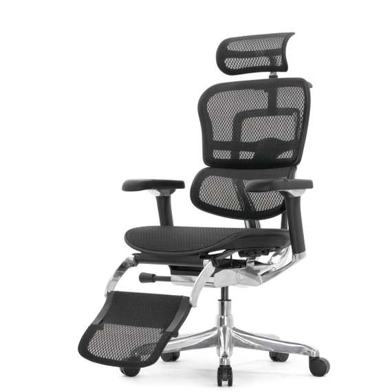 Кресло FALTO Ergohuman Luxury 2 с подножкой ( чёрный каркас /сетка чёрный T-168-B1 Black )