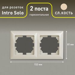 Рамка для розеток и выключателей Intro Solo 4-502-02 на 2 поста, СУ, слоновая кость