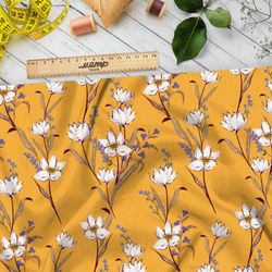 Ткань таффета белые полевые цветы