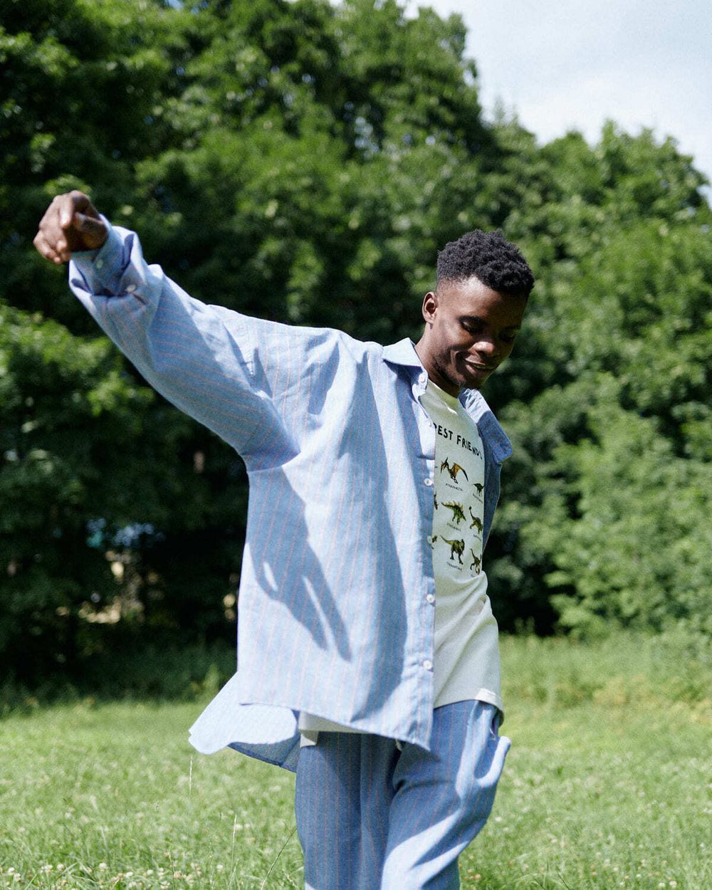 Рубашка One Two Oversized Striped синяя / оранжевая