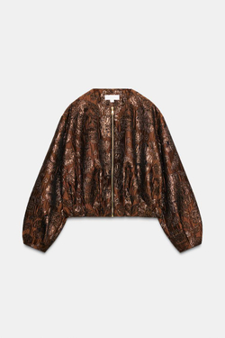 ZARA БОМБЕР ИЗ ЖАККАРДА С БЛЕСКОМ, ОХРА