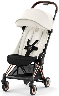 Коляска Cybex Coya Rosegold Frame Cloud G i-Size Fog Grey 2 в 1 Off White с дождевиком и бампером