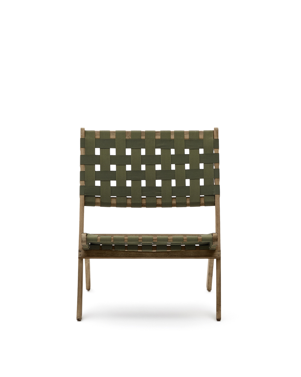 Складное кресло Chabeli из массива акации и шнура зеленого цвета