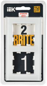 BRITE Рамка 2-местная РУ-2-2-Бр стекло белый матовый IEK